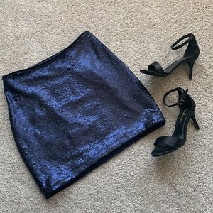 BR Navy Sequin skirt